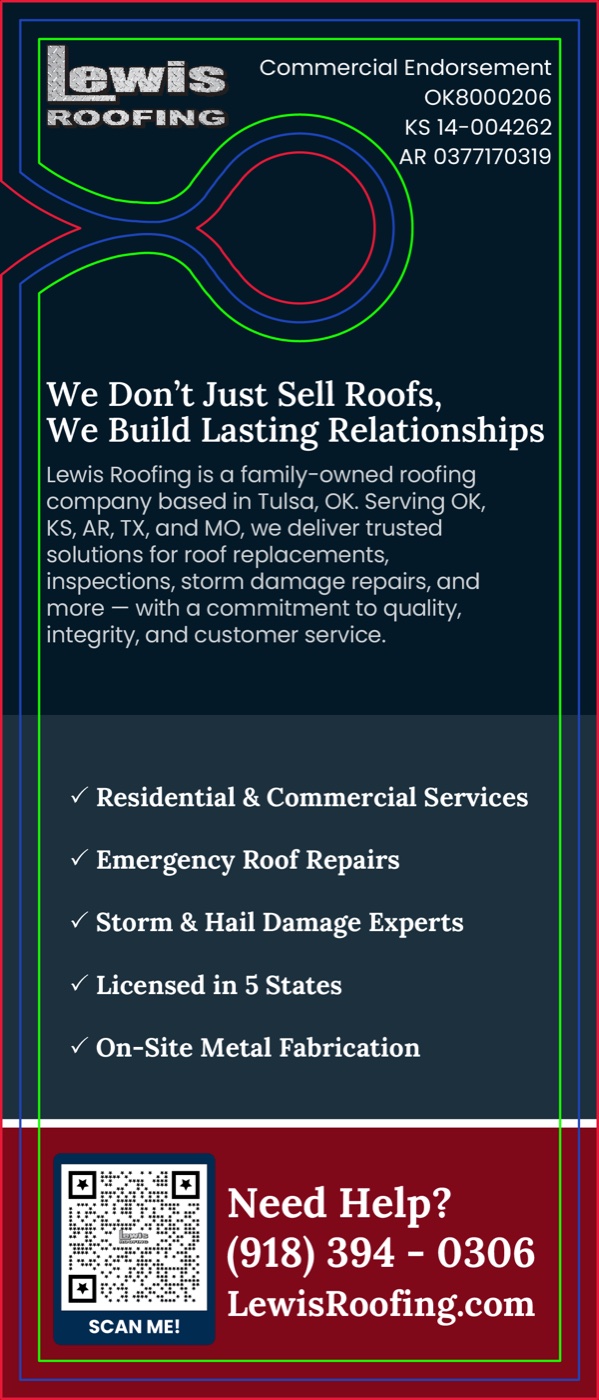 Lewis Roofing door hanger back, designed by Digital Venture